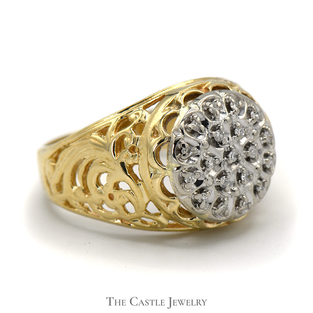 Kentucky Diamond Cluster Ring in 10k Yellow Gold