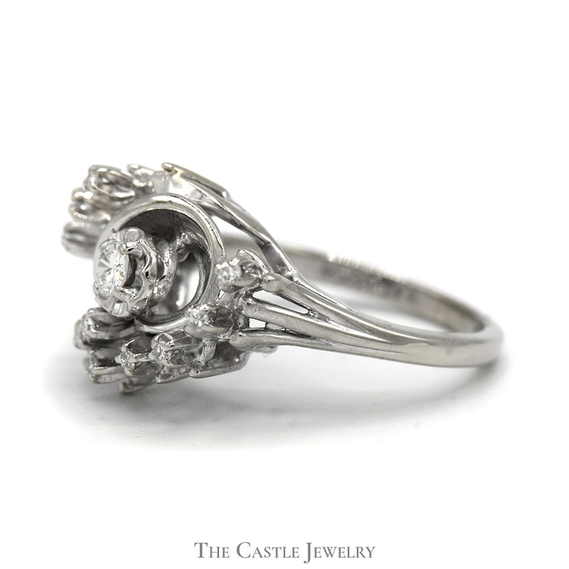Swirled .25cttw Diamond Cluster Ring in 14k White Gold