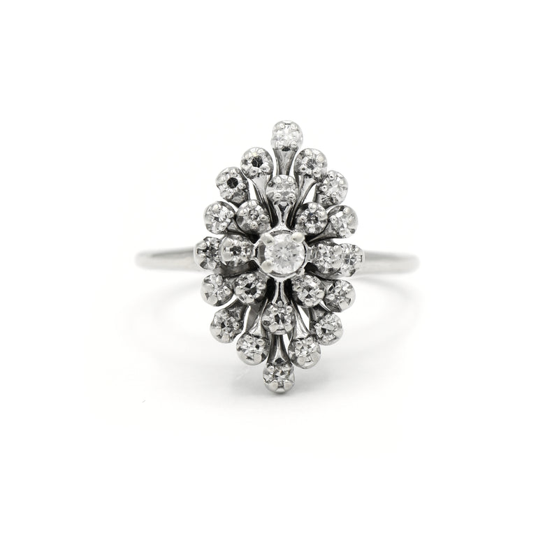 .50CTTW Marquise Shaped Diamond Cluster Ring in 14KT White Gold