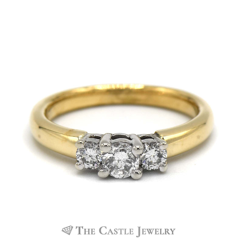 1/2cttw Three Stone Diamond Engagement Ring in 14k Yellow Gold