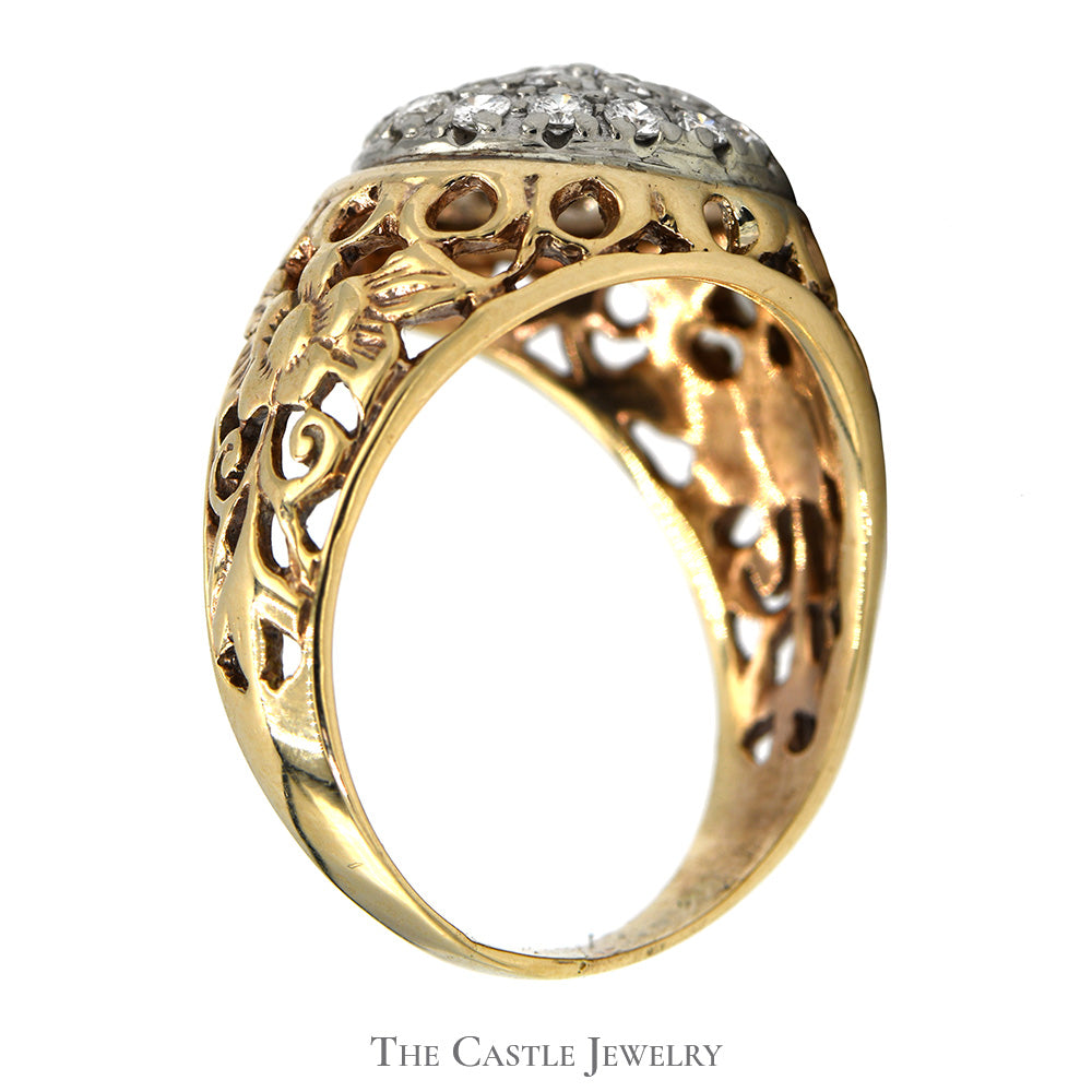 1cttw Kentucky Diamond Cluster Ring in 10k Yellow Gold