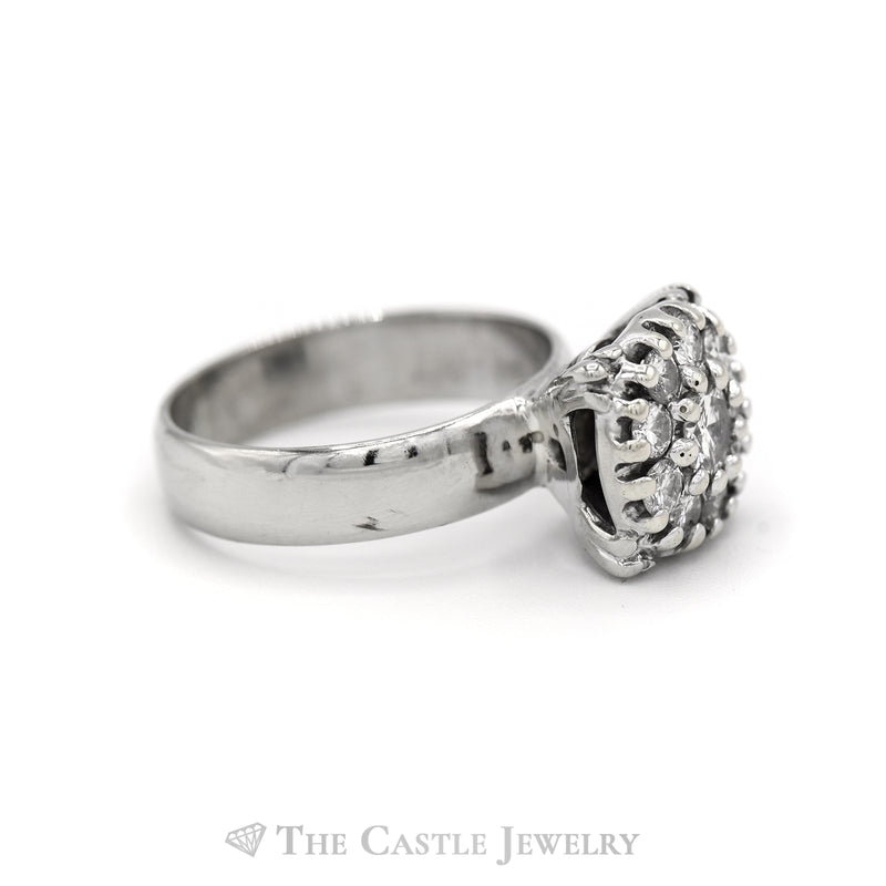 .85CTTW Diamond Cluster In Square Mounting in 14KT White Gold