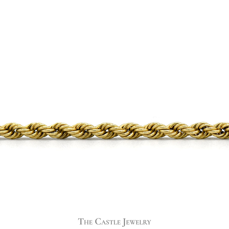 8 (1/4) inch 10k Yellow Gold Hollow Rope Chain Bracelet