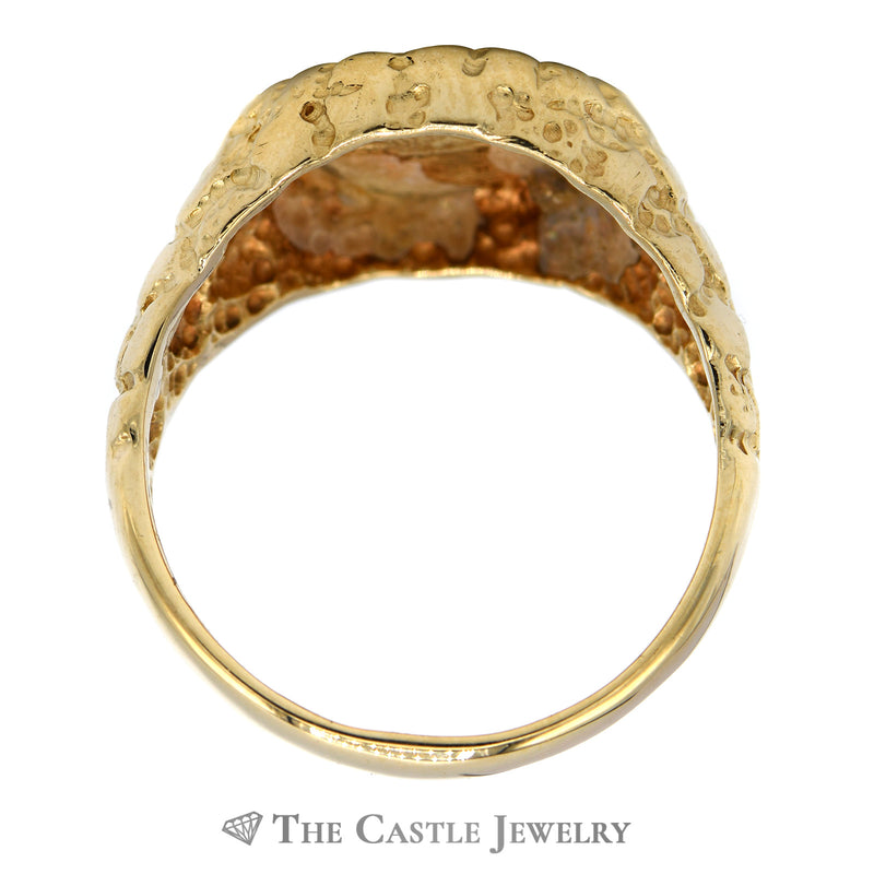Men's Replica Walking Liberty Coin Ring in Nugget Designed 10k Yellow Gold Mounting