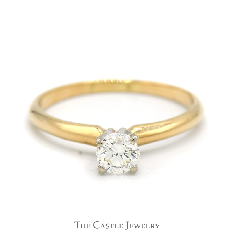 1/2ct Round Diamond Solitaire Engagement Ring in 14k Yellow Gold