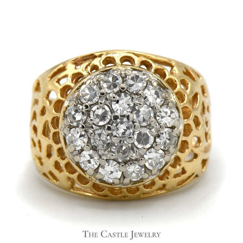 3/4cttw Kentucky Diamond Cluster Ring in 10k Yellow Gold