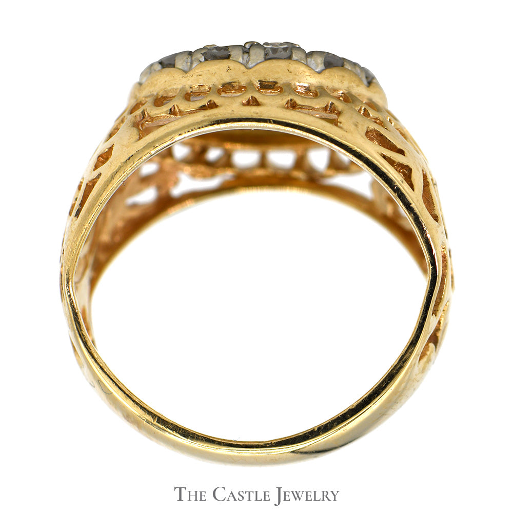 3/4cttw Kentucky Diamond Cluster Ring in 10k Yellow Gold The Castle