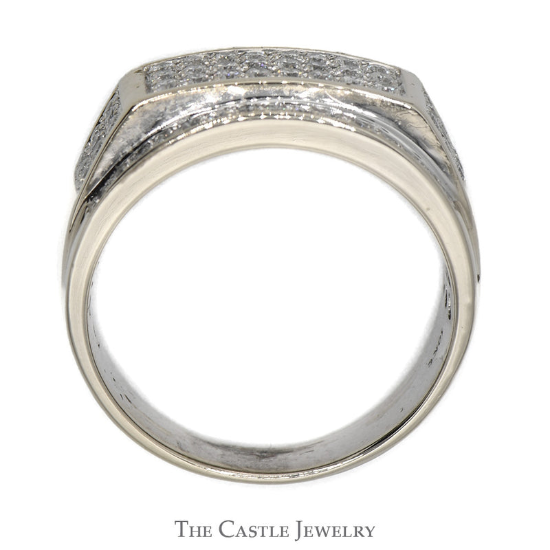 Men's Rectangular 1cttw Diamond Cluster Band in 10k White Gold