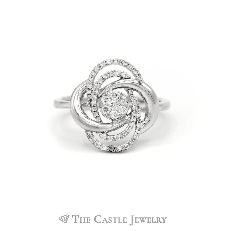 .25CTTW Swirl Design Diamond Cluster Ring in 14KT White Gold