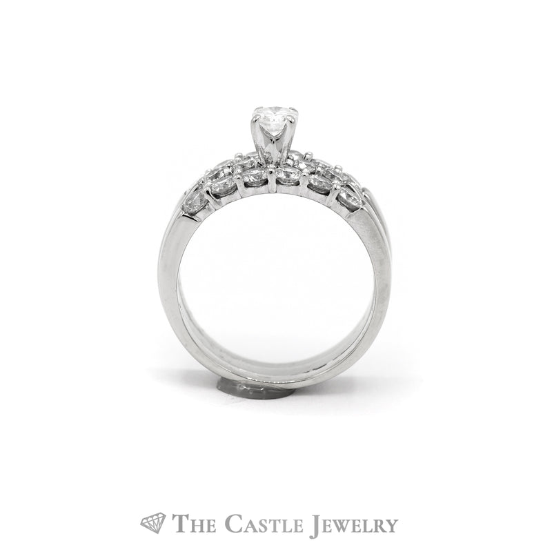 1.5cttw Round Diamond Soldered 3 Piece Bridal in 10k White Gold