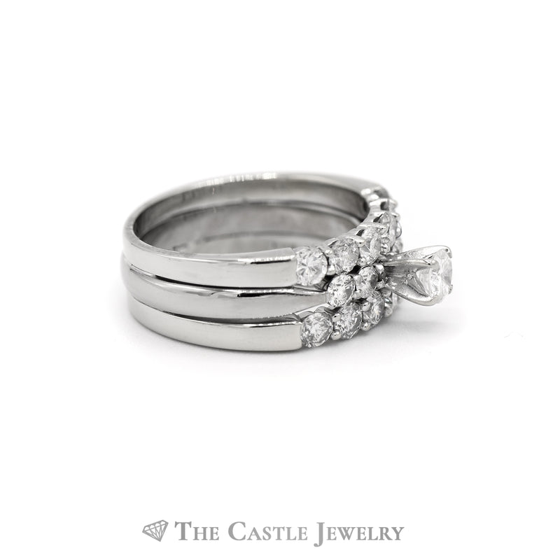 1.5cttw Round Diamond Soldered 3 Piece Bridal in 10k White Gold