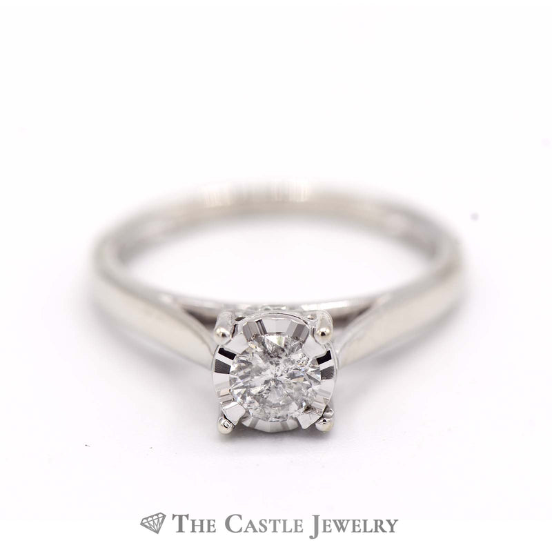 .33ct Round Illusion Set Diamond Solitaire with Surprise Diamond in 10k White Gold