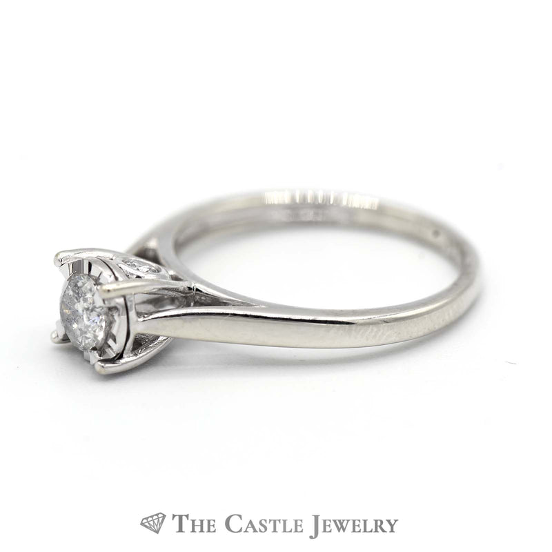 .33ct Round Illusion Set Diamond Solitaire with Surprise Diamond in 10k White Gold