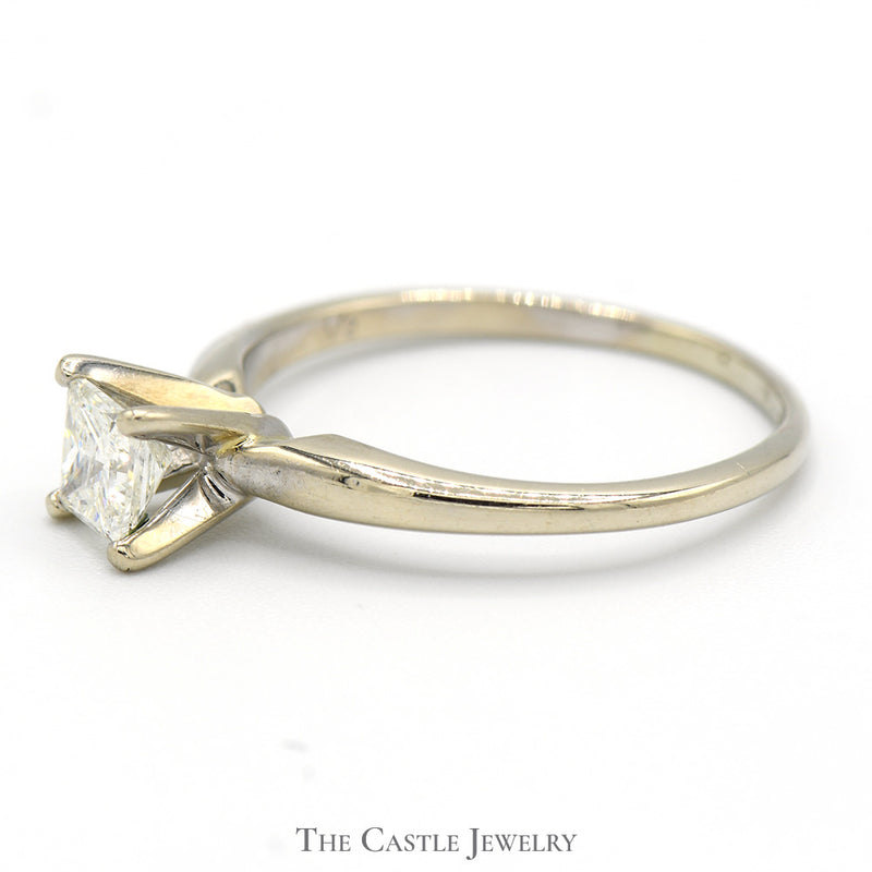1/2ct Princess Cut Diamond Solitaire Engagement Ring in 14k White Gold