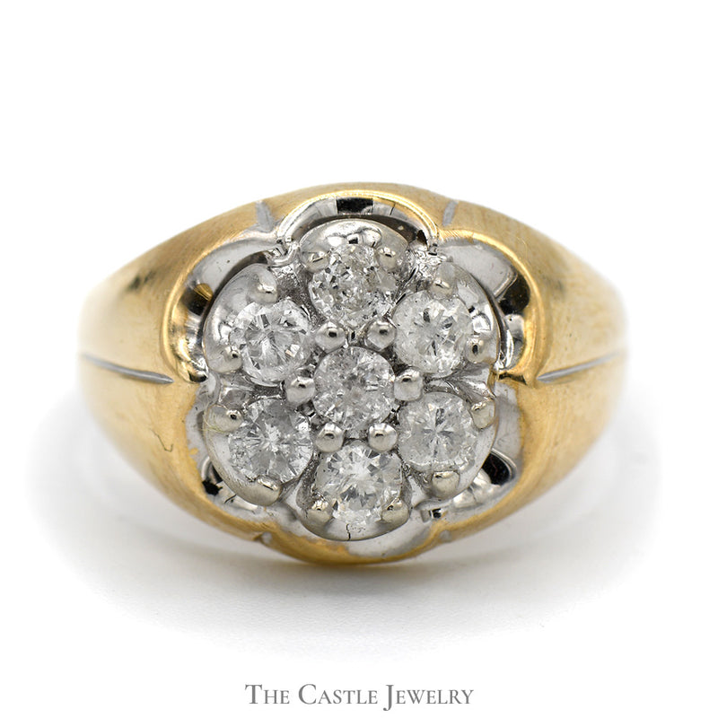 Men's 7 Diamond Cluster Ring in 10k Yellow Gold