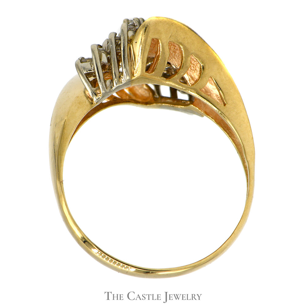 .38cttw Diamond Waterfall Cluster Ring in Bypass Designed 14k Yellow Gold Mounting