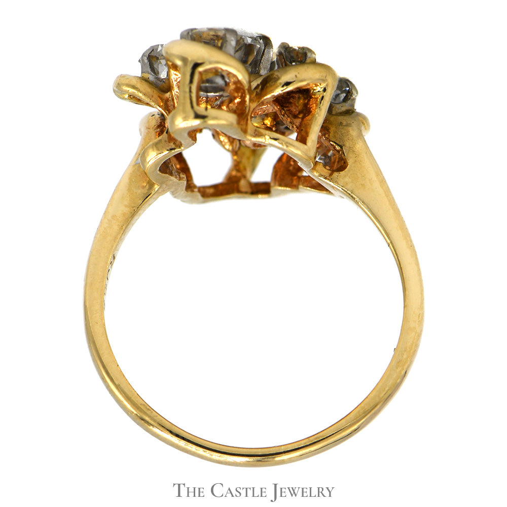 1cttw Freeform Diamond Cluster Ring in 14k Yellow Gold