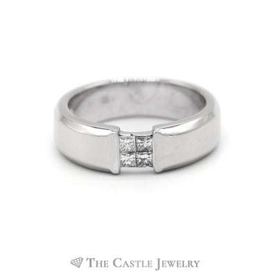 Gent's .25CTTW Princess Cut Diamond Band in 18KT White Gold