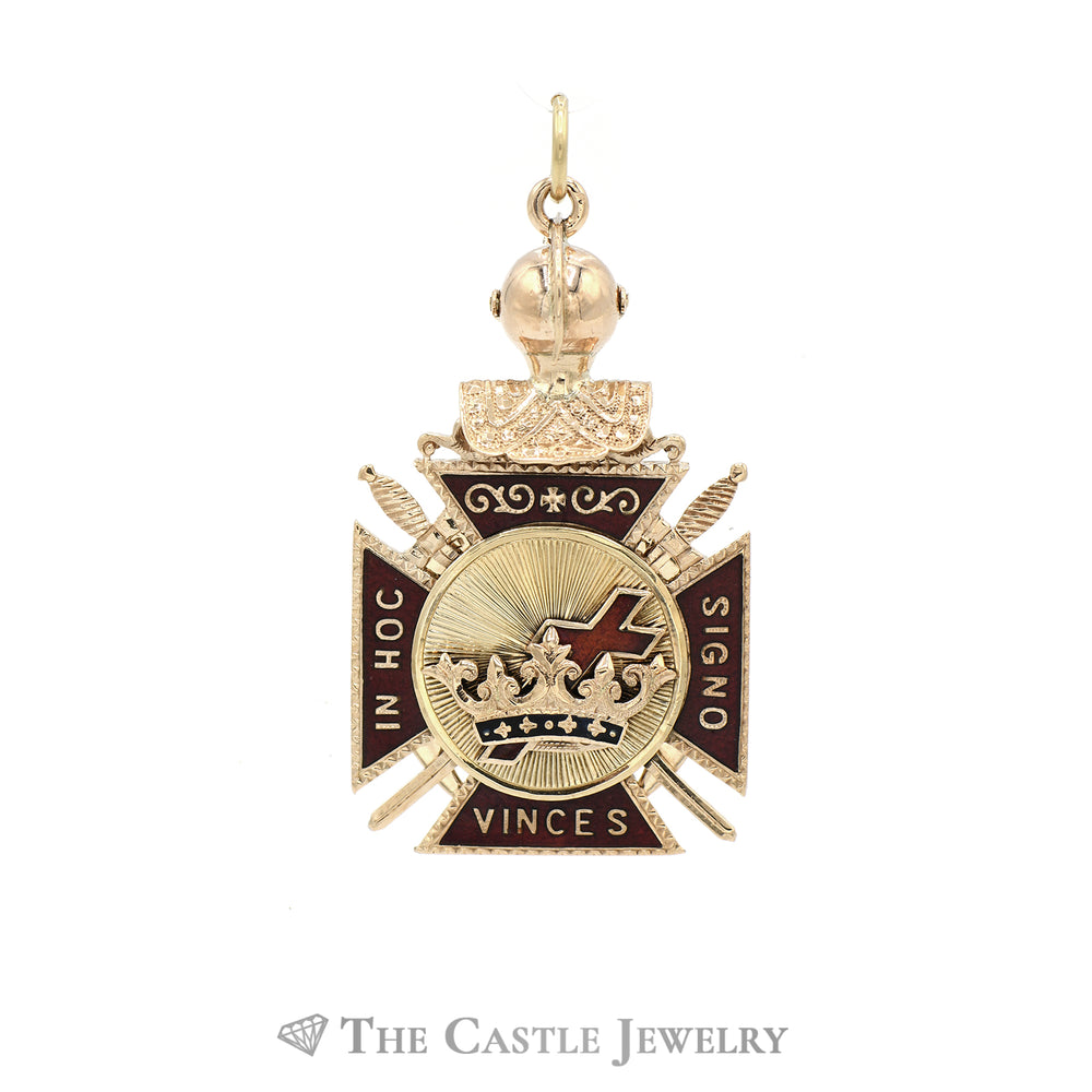 Double Sides Masonic Pendant in 14KT Yellow Gold