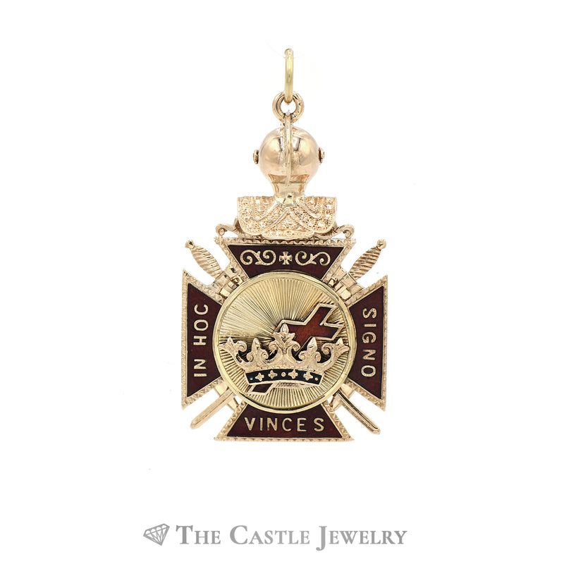 Double Sides Masonic Pendant in 14KT Yellow Gold