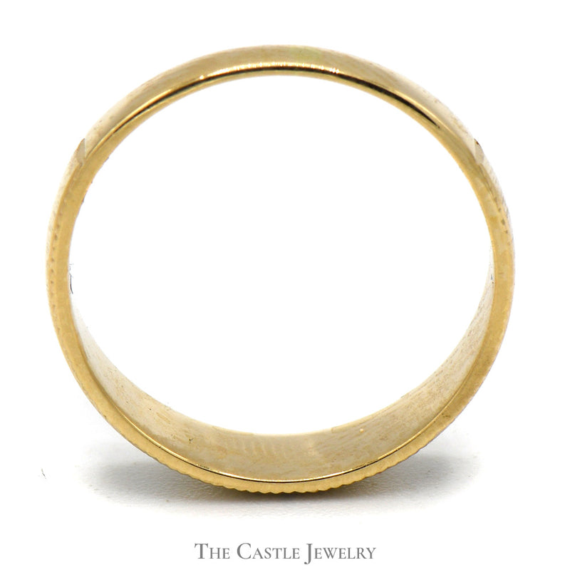 Two Tone Diamond Cut Triple Star Designed Band in 14k Gold