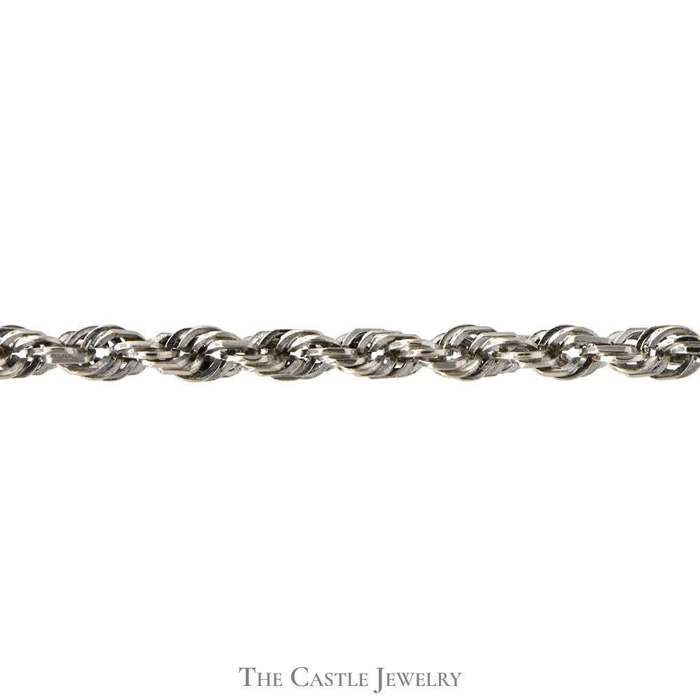 20 (1/2) Inch 14k White Gold 2mm Rope Chain
