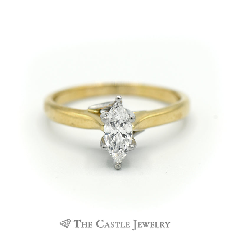 Marquise Solitaire .50ct Diamond Engagement Ring SI3 H in 18K Yellow Gold