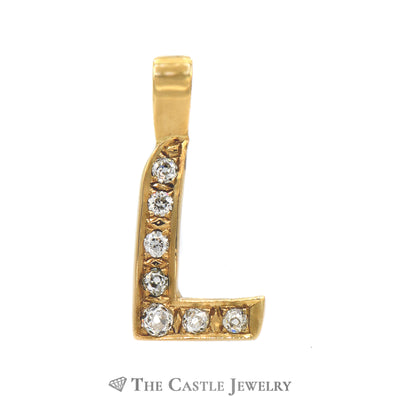Diamond "L" Initial Pendant 1cttw Old European Cut Diamonds