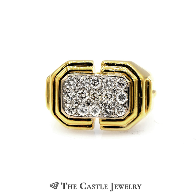 Men's Rectangle Shaped 1.13cttw Diamond Cluster Ring in 18k Yellow Gold