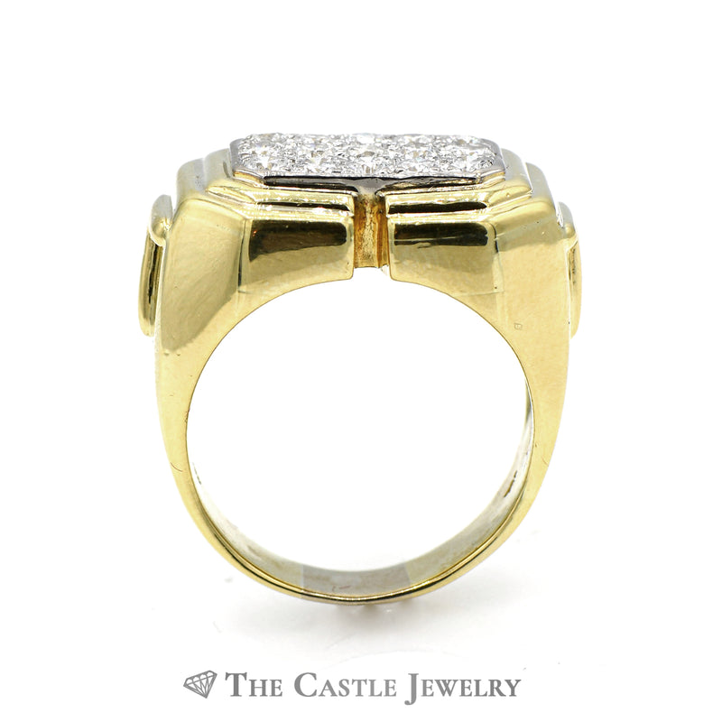 Men's Rectangle Shaped 1.13cttw Diamond Cluster Ring in 18k Yellow Gold