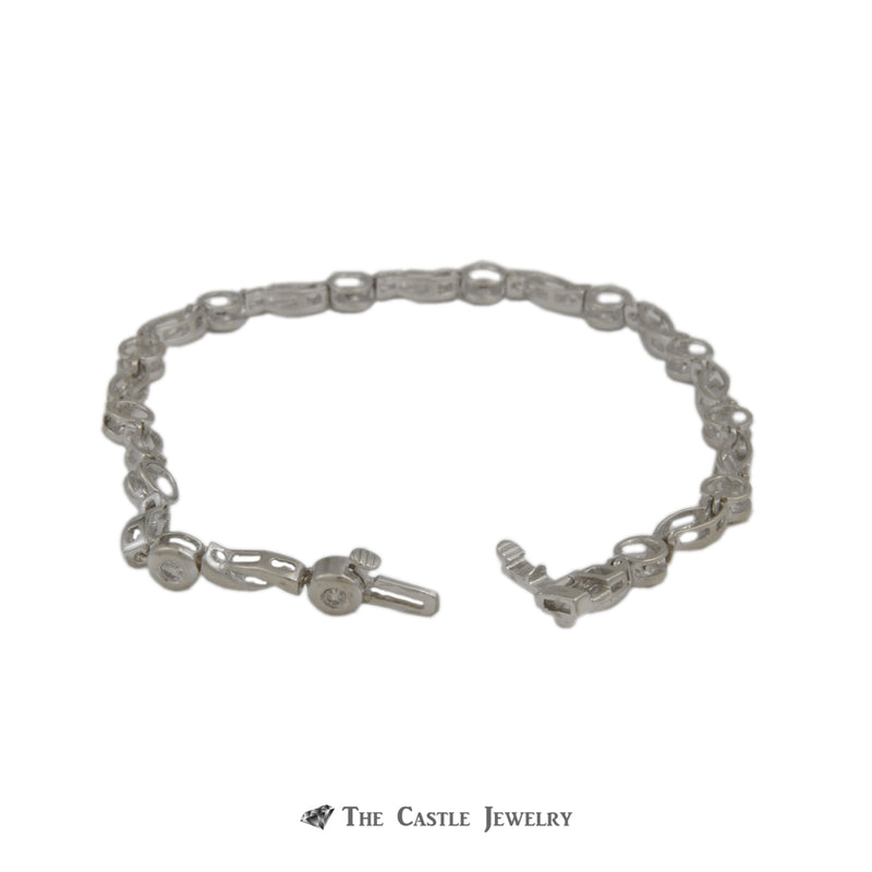 Gabriel & Company Bezel Set .47cttw Round Diamond & Open Link 7.5” Bracelet in 14K White Gold