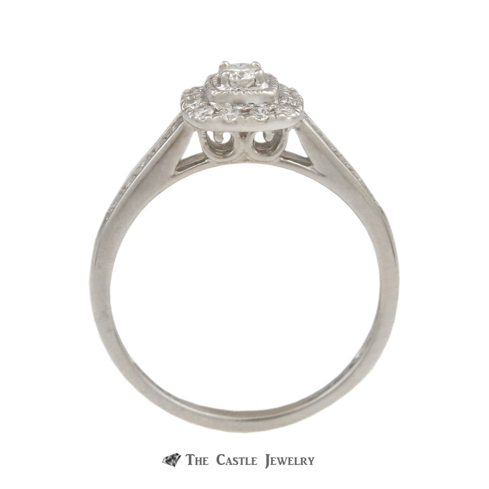 Crown Collection .33cttw Diamond Engagement Ring Set w/ Round Center and Cushion Bezel