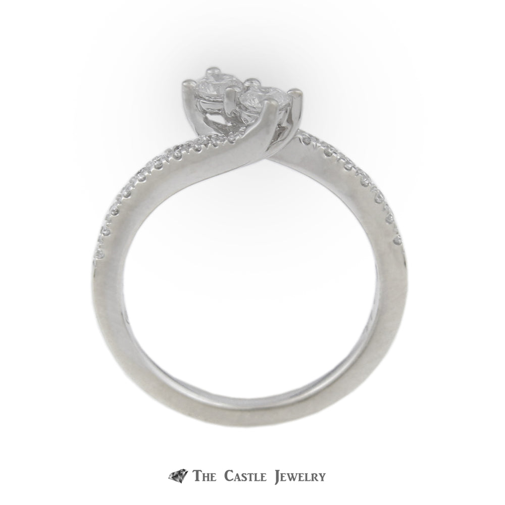 Ever Us .50cttw Diamond Two Stone Ring with Round Brilliant Cut Diamond Sides