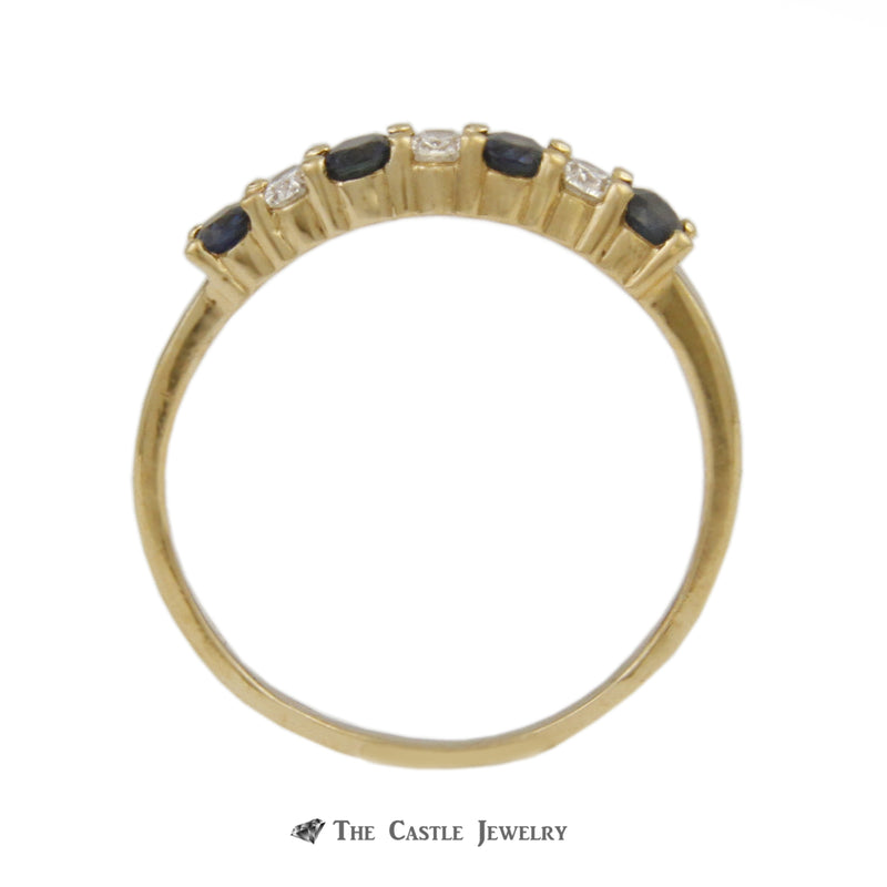 Prong set Oval Sapphire & .30cttw Oval Diamond Band Crafted in 14k Yellow Gold