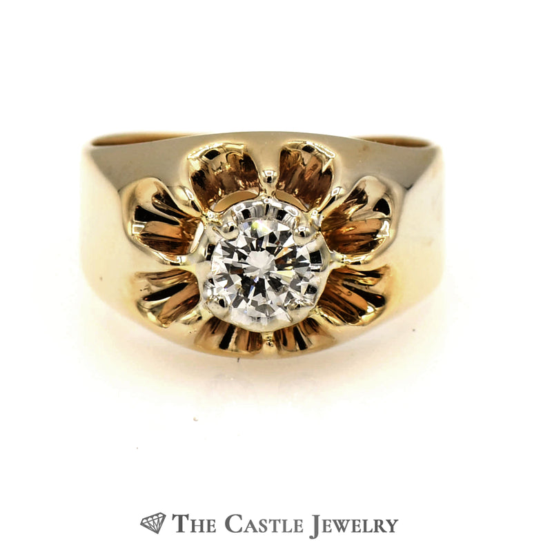 .38 Carat Diamond Solitaire Ring in Sunburst Style Mounting