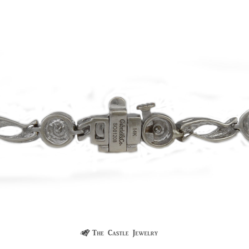 Gabriel & Company Bezel Set .47cttw Round Diamond & Open Link 7.5” Bracelet in 14K White Gold