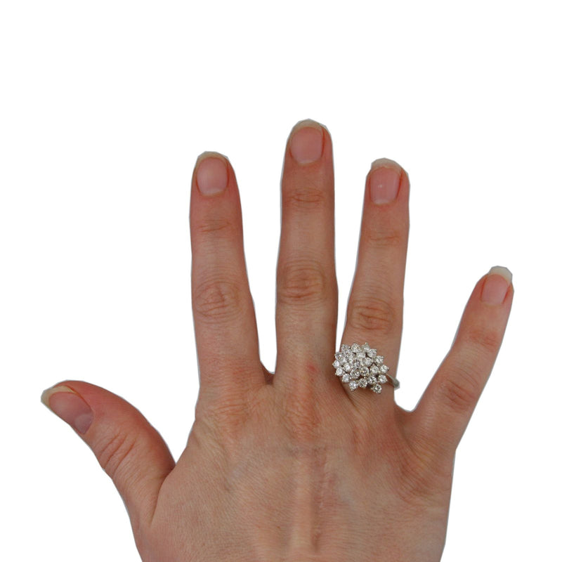 Round Brilliant Cut 1.50cttw Diamond Cluster Ring in 14K White Gold