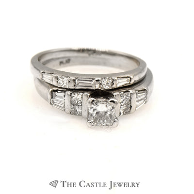Diamond Bridal Set 1 CTTW With .40 CT Princess Cut Diamond In Platinum
