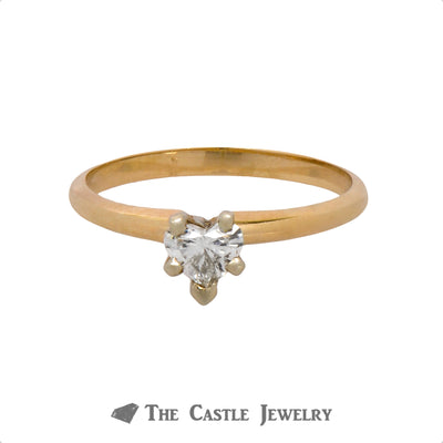 .30ct Heart Cut Diamond Solitaire Engagement Ring in 14k Yellow Gold