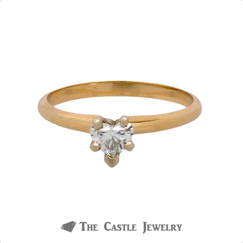 .30ct Heart Cut Diamond Solitaire Engagement Ring in 14k Yellow Gold