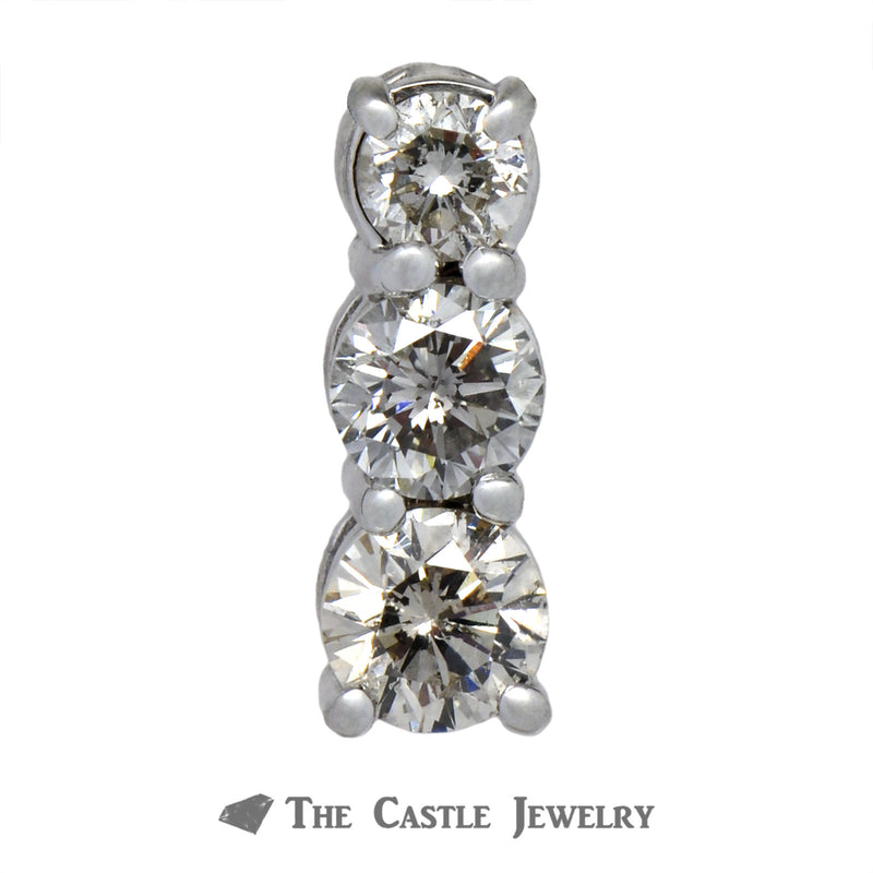 Three Diamond 1/2cttw Pendant in 14K White Gold