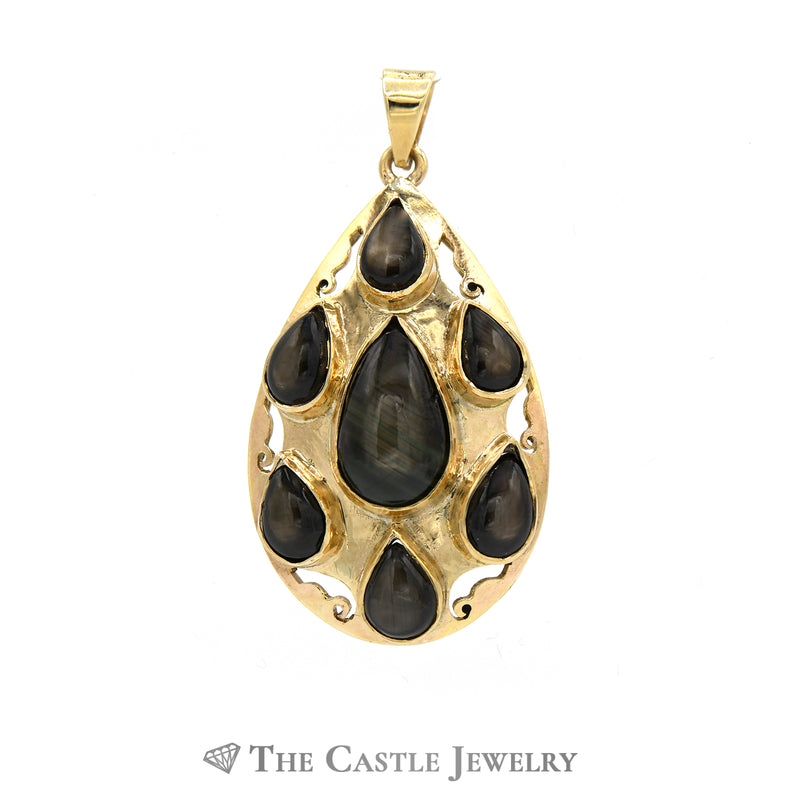 Unique Black Lindy Star Pendant in 10K Yellow Gold