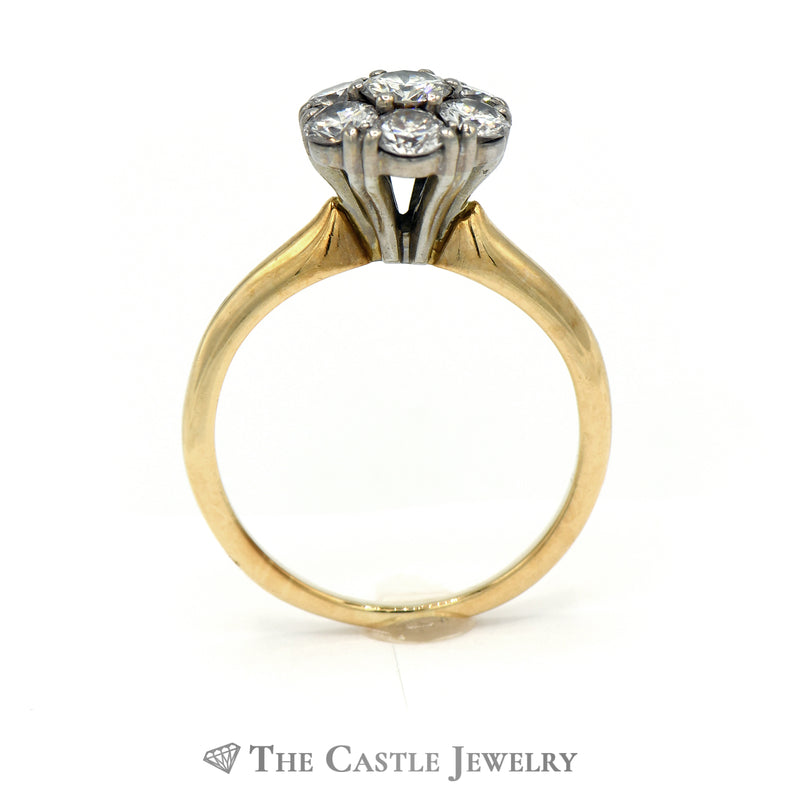 Lady's 7 Diamond Cluster Ring 1cttw In 18K Yellow Gold