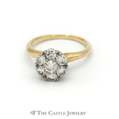 Lady's 7 Diamond Cluster Ring 1cttw In 18K Yellow Gold
