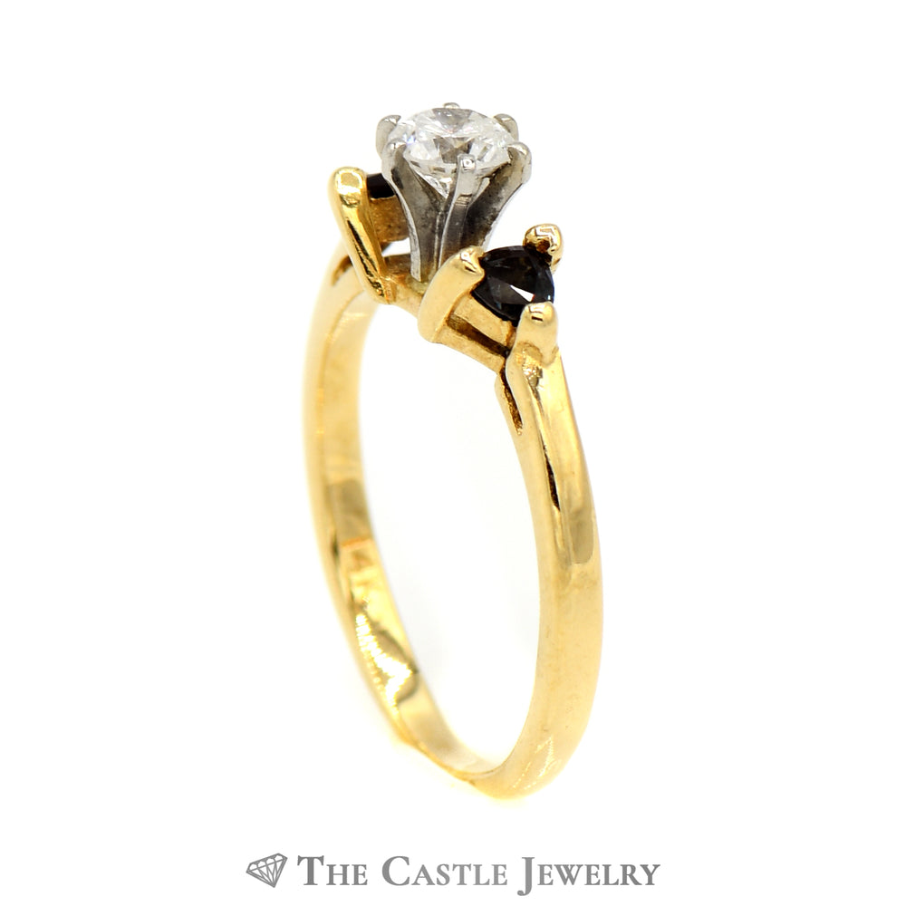 .25ct Diamond Bridal Set with Sapphire Accents in 14K Yellow Gold