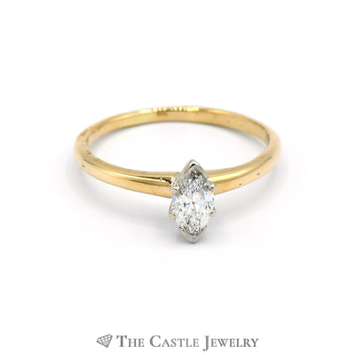 Marquise Cut .45 Carat Solitaire Engagement Ring in 14k Yellow Gold