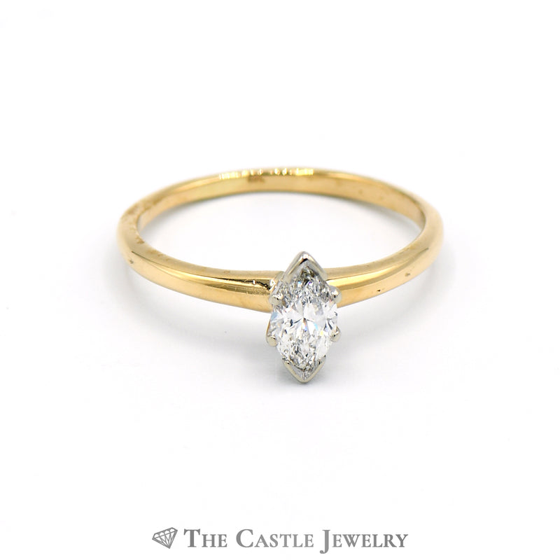 Marquise Cut .45 Carat Solitaire Engagement Ring in 14k Yellow Gold