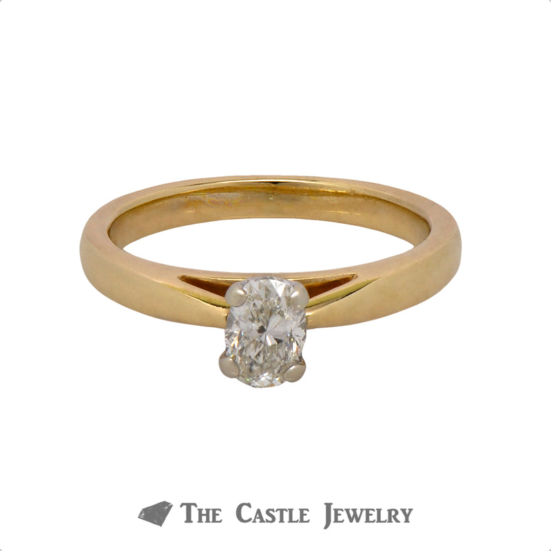 Oval Cut .48ct Diamond Solitaire Engagement Ring in 14k Yellow Gold
