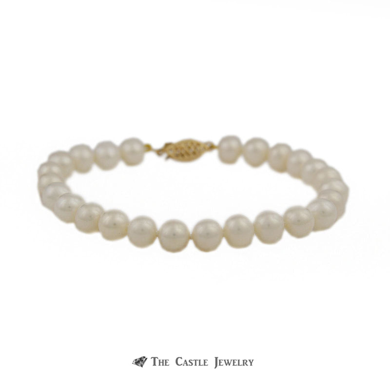 Pearl Bracelet Featuring 6.5-7mm Pearls 7 Inches w/ 14K Yellow Gold Clasp