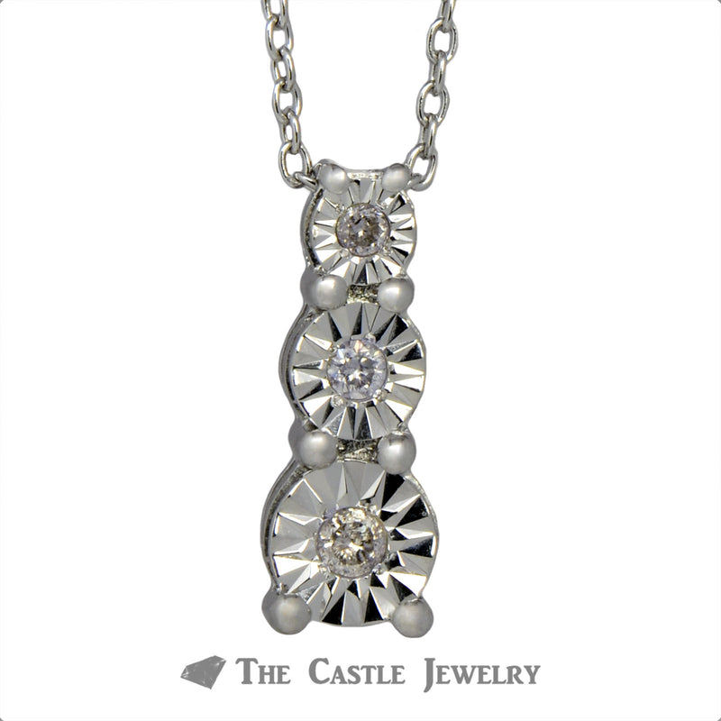 Three Diamond .10cttw Diamond Illusion Necklace in Sterling Silver